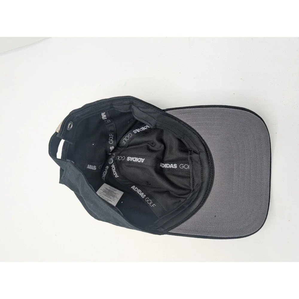Adidas Golf Hat Cap Buckle Back Black Gray Patch  Athletic Strapback Mens